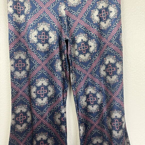 Band Of Gypsies Velvet Floral Mandala Flare Leg Bell Bottom Pants Blue Purple M - Picture 5 of 15